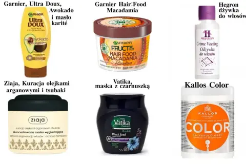 Produkty do pielęgnacji włosów: maski Garnier, Ziaja, Vatika, Kallos i odżywka Hegron. Pomogą Ci dowiedzieć się, jak zmyć olejek z włosów.